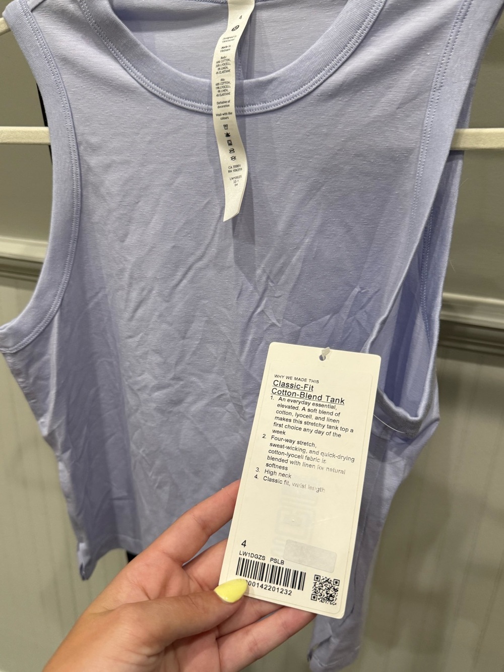 Lululemon Classic Fit Cotton Blend Tank Size 4 - Picture 3 of 6